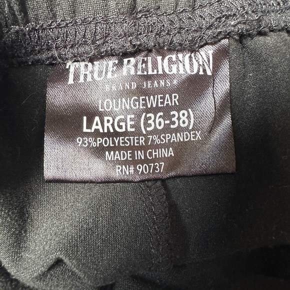 True Religion Pajama Pants Mens Sz Large Jogger Loungewear Lightweight Black - Picture 4 of 8